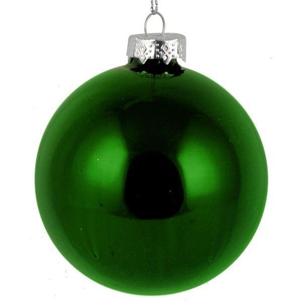 Χριστουγεννιάτικη Γυάλινη Μπάλα Πράσινη Γυαλιστερή (8cm)